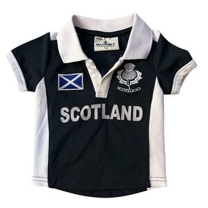 Kids Scotland Polo Shirt - Black and White